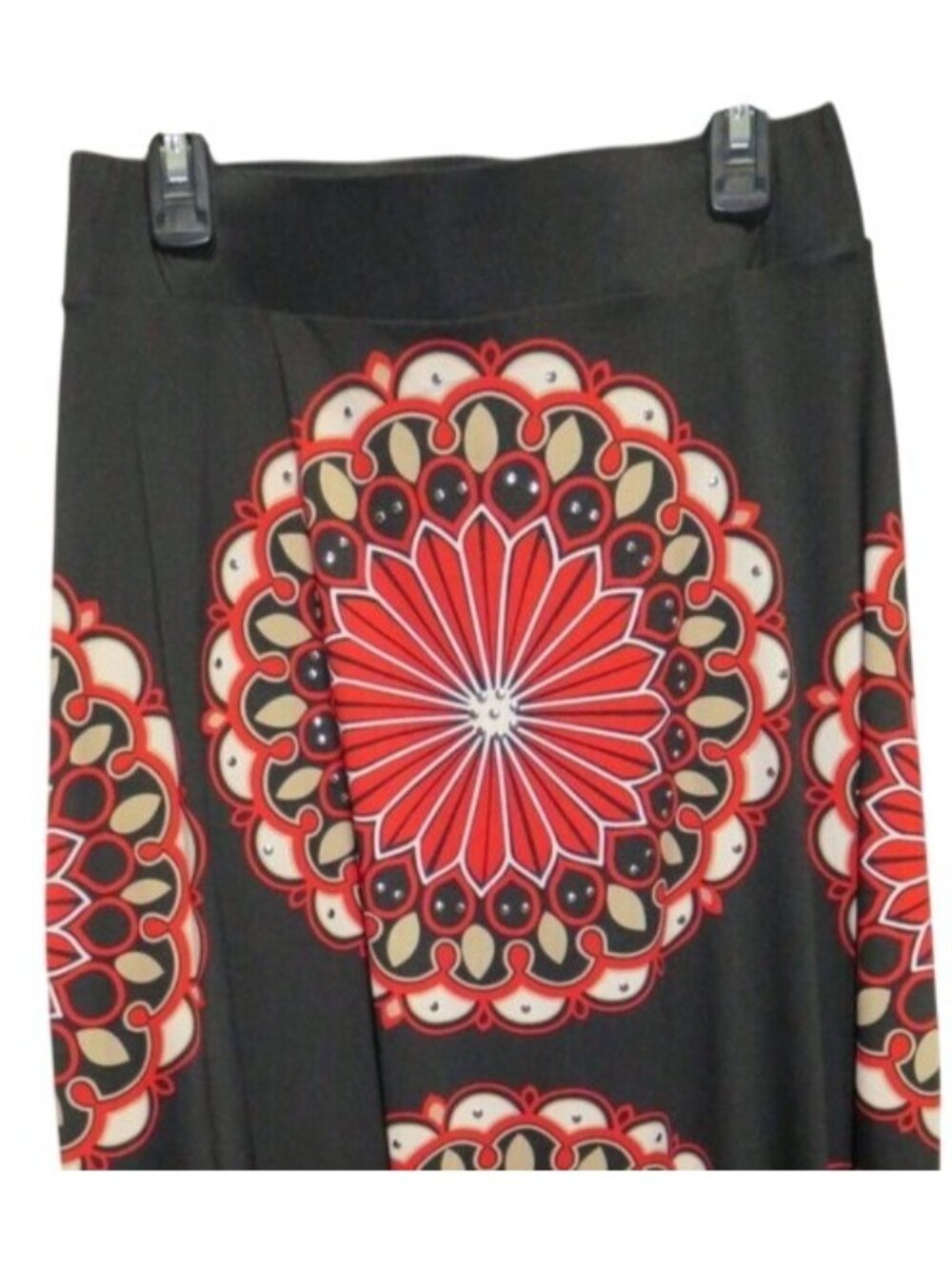 INC International Concepts Red & Black Boho rhinestone embellished Maxi Skirt 2P